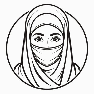 Arap kadınları tesettür çizim simgesiyle karşı karşıya.