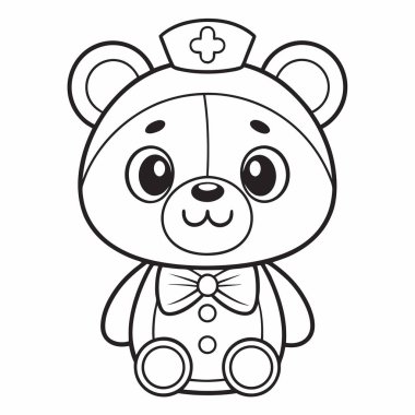 Sevimli ayı doktoru çizgi film vektör çizimi grafik tasarımı.