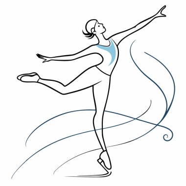 Dans eden genç kız, çizim, vektör illüstrasyonu.