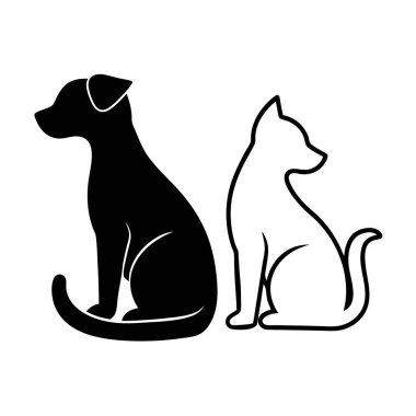 köpek ve kedi silueti tasarımı.