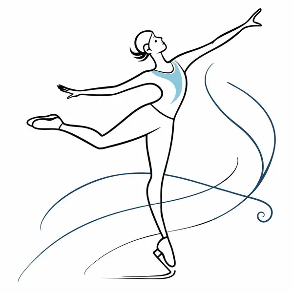 Dans eden genç kız, çizim, vektör illüstrasyonu.
