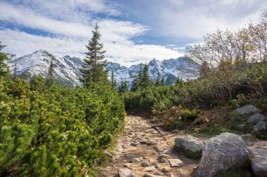 View of the peaks of the High Tatras in the Gasienicowa Valley area in autumn.