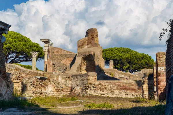 Vessünk Egy Pillantást Ostia Antica Római Falu Régészeti Ásatásaira Jól — Stock Fotó