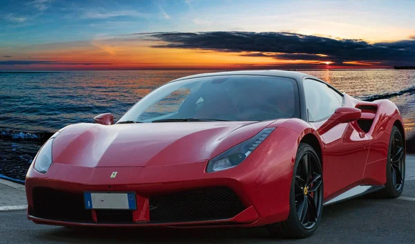 Roma Itália Febuário 2019 Rápido Luxuoso Modelo Carro Esportivo Ferrari — Fotografia de Stock