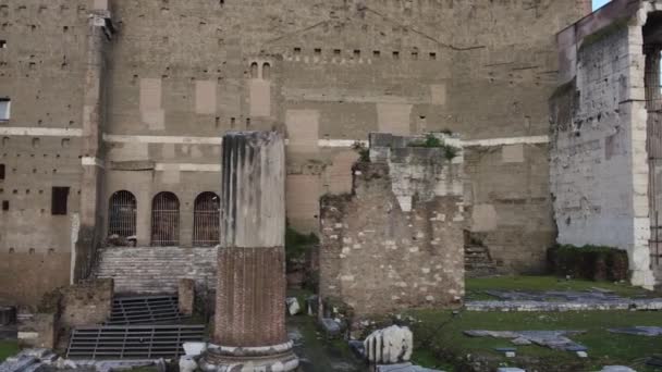 Pán Közvetlenül Naplementekor Trajan Piacainak Romjain Római Fórumon Egy Csodálatos — Stock videók