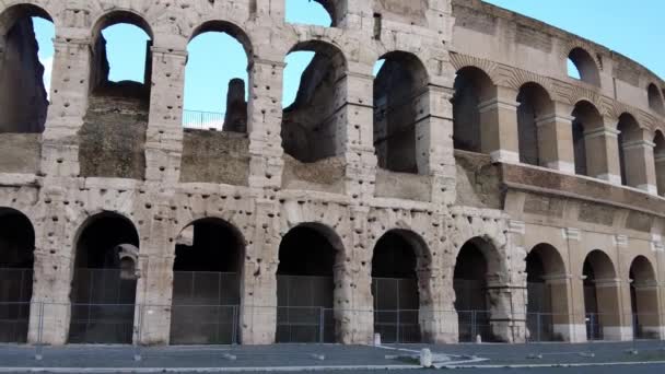 Пан Прямо Руины Колизея Самого Большого Амфитеатра Мире Наследия Эпохи — стоковое видео