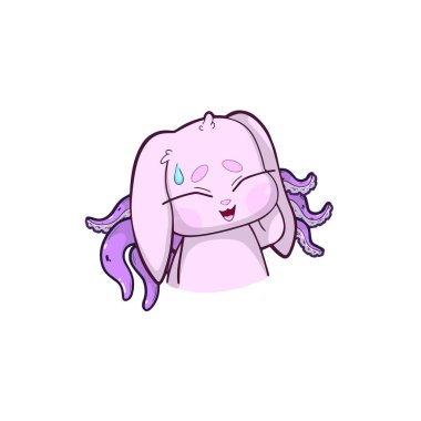 Sevimli tavşan-ahtapot melez bir karakter. Garip, gergin bir gülümsemesi ve biraz da utangaç bir ifadesi var. Pastel renklerde sevimli çizgi film çizimleri, yumuşak gölgeleme ve temiz çizgiler, açık arkaplanda izole edilmiş..