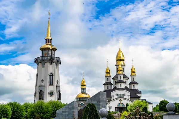 stock image Christian church cross in high steeple tower for prayer, photography consisting of beautiful church with cross on steeple tower to sincere prayer, cross steeple tower is church prayer over clear sky