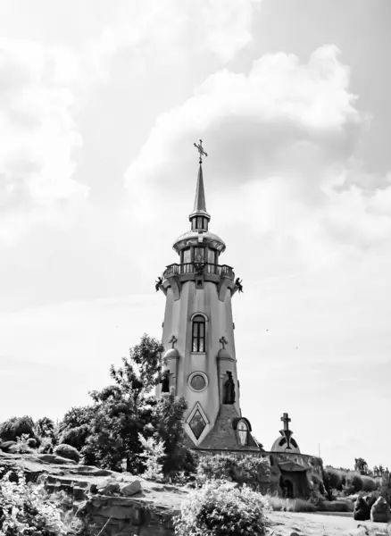 Christian Church Cross High Steeple Tower Prayer Photography Consisting Beautiful — Stock Fotó