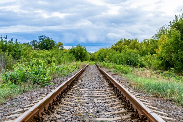 stock image Photography to theme railway track after passing train on railroad, photo consisting of long railway track before fast movement train by railroad, railway transportation track for train at railroad