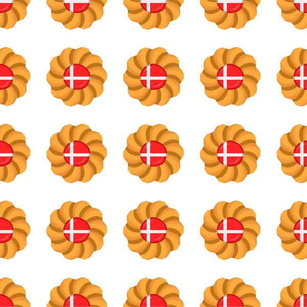 Pattern Cookie Flag Country Denmark Tasty Biscuit Pattern Cookie Consist — Stok Vektör