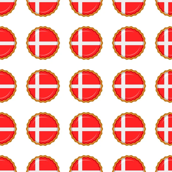 Pattern Cookie Flag Country Denmark Tasty Biscuit Pattern Cookie Consist — Wektor stockowy