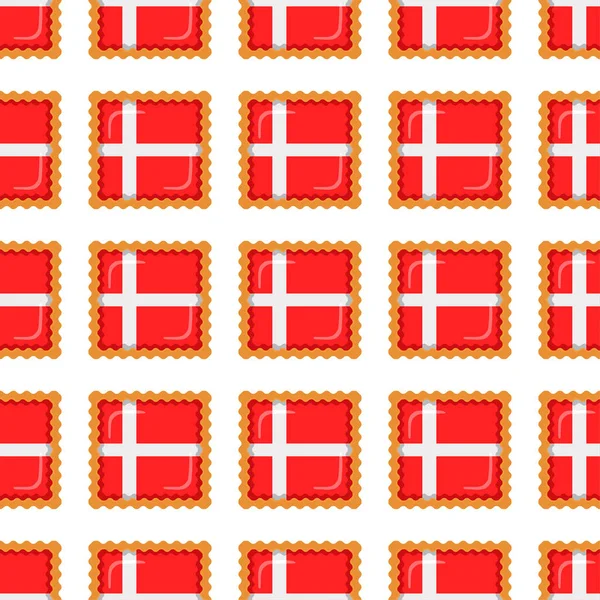 Pattern Cookie Flag Country Denmark Tasty Biscuit Pattern Cookie Consist — Image vectorielle