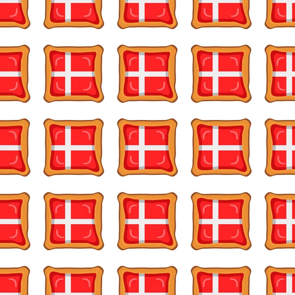 Pattern Cookie Flag Country Denmark Tasty Biscuit Pattern Cookie Consist — 图库矢量图片
