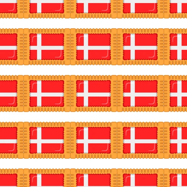 Biscoito Padrão Com País Bandeira Dinamarca Biscoito Saboroso Biscoito Padrão — Vetor de Stock