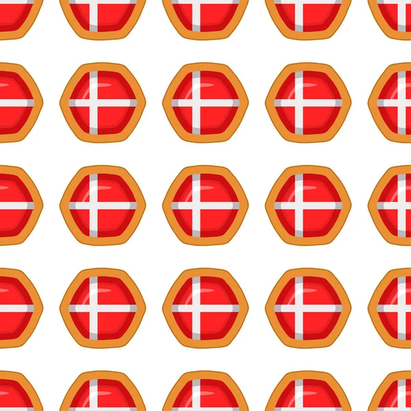 Lezzetli Bisküviyle Danimarka Bayraklı Kurabiye Doğal Bisküviyle Danimarka Bayrağı Olan — Stok Vektör
