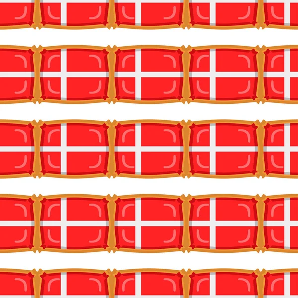 Pattern Cookie Flag Country Denmark Tasty Biscuit Pattern Cookie Consist — Stock vektor
