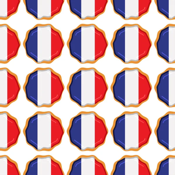 Mönsterkaka Med Flaggland Frankrike Välsmakande Kex Mönster Kaka Består Flaggland — Stock vektor