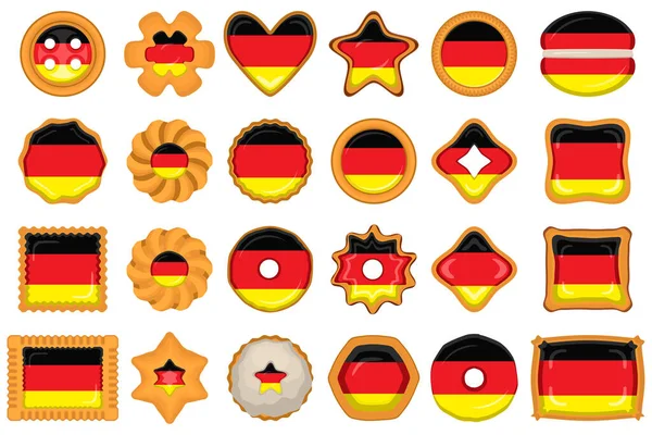 Гомемадійне Печиво Країною Прапором Німеччина Смачному Печиво Печиво Складається Країни — стоковий вектор