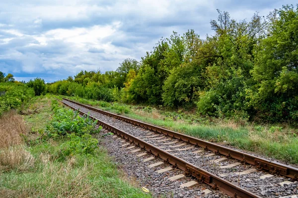 stock image Photography to theme railway track after passing train on railroad, photo consisting of long railway track before fast movement train by railroad, railway transportation track for train at railroad