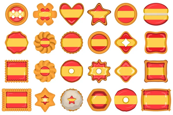 Σπιτικό Μπισκότο Σημαία Χώρα Ισπανία Νόστιμο Μπισκότο Cookie Αποτελείται Από — Διανυσματικό Αρχείο