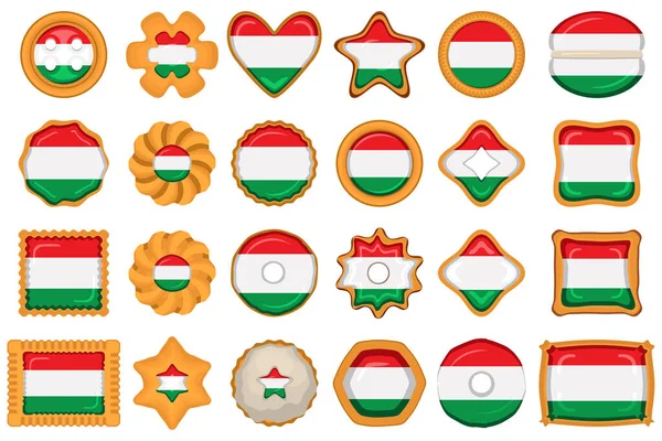 Домашнее Печенье Флагом Страны Венгрия Вкусном Печенье Печенье Состоят Знака — стоковый вектор