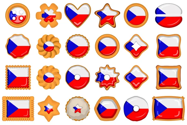 Домашнее Печенье Флагом Страны Чешской Вкусное Печенье Печенье Состоят Знака — стоковый вектор