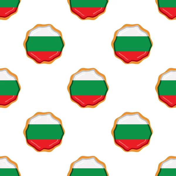 在美味的饼干中加入船旗国保加利亚的曲奇饼 在天然饼干中加入船旗国保加利亚的曲奇饼 在船旗国保加利亚加入新鲜的曲奇饼 在甜食中加入模式 — 图库矢量图片