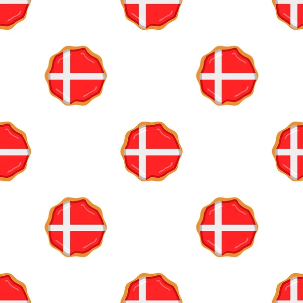 Pattern Cookie Flag Country Denmark Tasty Biscuit Pattern Cookie Consist — Stock vektor