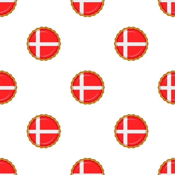 Pattern Cookie Flag Country Denmark Tasty Biscuit Pattern Cookie Consist — Vector de stock