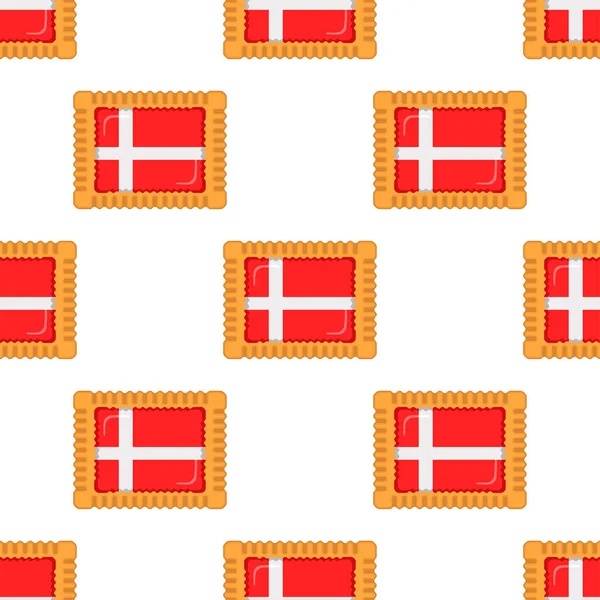 Pattern Cookie Flag Country Denmark Tasty Biscuit Pattern Cookie Consist — Vector de stock