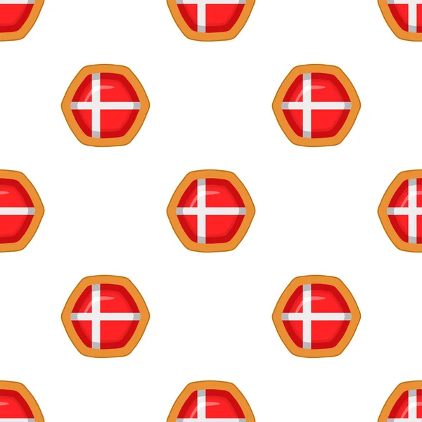 Pattern Cookie Flag Country Denmark Tasty Biscuit Pattern Cookie Consist — Stok Vektör