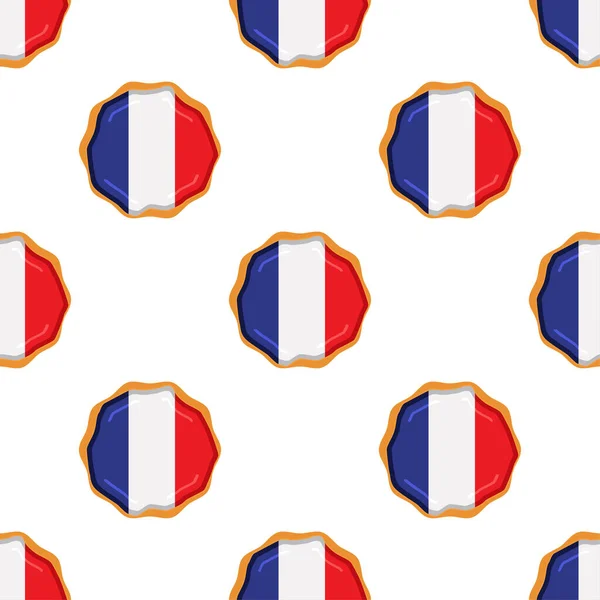 Patroonkoekje Met Vlaggenland Frankrijk Smakelijk Koekje Patroonkoekje Bestaat Uit Vlaggenland — Stockvector