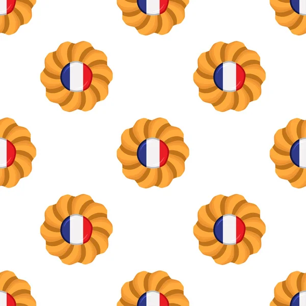 Μοτίβο Cookie Σημαία Χώρα Γαλλία Νόστιμο Μπισκότο Μοτίβο Cookie Αποτελείται — Διανυσματικό Αρχείο
