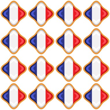 Lezzetli bisküvi içinde bayrak ülkesi Fransa ile desenli kurabiye, desenli kurabiye bayrak ülkesi Fransa 'dan doğal bisküvi üzerine taze bisküvi, bayrak ülkesi Fransa' nın yaratıcı desenli tatlı yiyeceği.