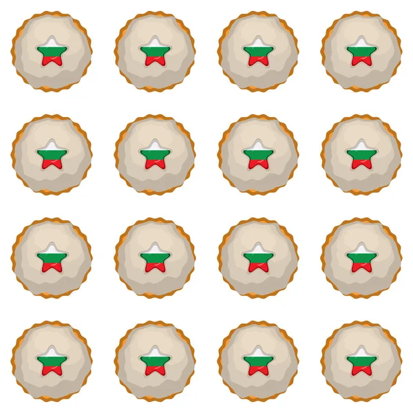Pattern Cookie Flag Country Bulgaria Tasty Biscuit Pattern Cookie Consist — 스톡 벡터