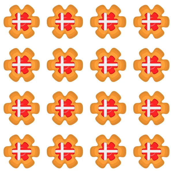 Pattern Cookie Flag Country Denmark Tasty Biscuit Pattern Cookie Consist — Vettoriale Stock