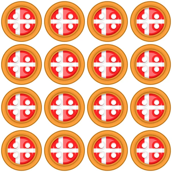 Vzor Cookie Vlajkou Země Dánsko Chutné Sušenky Vzor Cookie Skládá — Stockový vektor