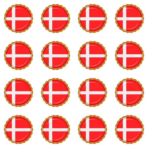 Lezzetli Bisküviyle Danimarka Bayraklı Kurabiye Doğal Bisküviyle Danimarka Bayrağı Olan — Stok Vektör