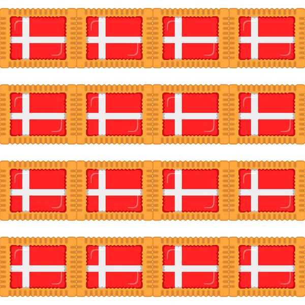 Galleta Patrón Con Bandera País Dinamarca Sabrosa Galleta Patrón Galleta — Vector de stock