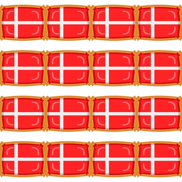 Pattern Cookie Flag Country Denmark Tasty Biscuit Pattern Cookie Consist — Stock Vector