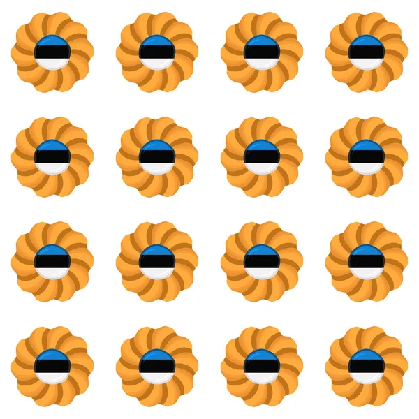 Biscuit Motif Avec Pays Pavillon Estonie Biscuit Savoureux Biscuit Motif — Image vectorielle