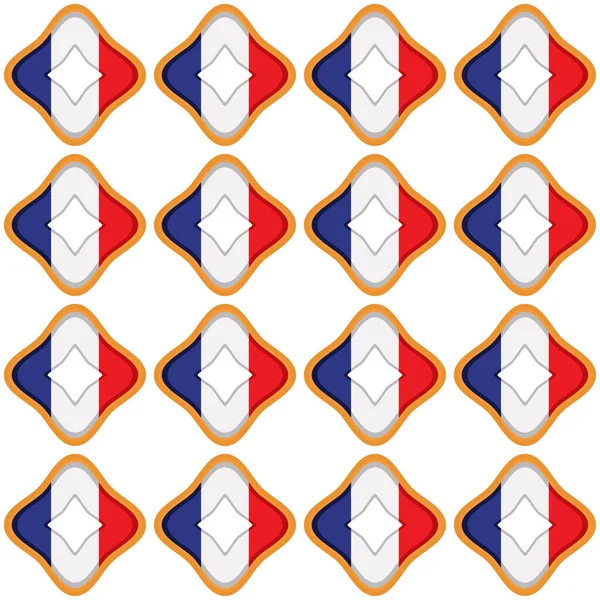 旗国フランスとのパターンクッキーおいしいビスケットで パターンクッキーは 自然ビスケット上の旗国フランス 旗国フランスと新鮮なビスケットクッキーで構成されていますそれは創造的なパターン甘い食べ物 — ストックベクタ