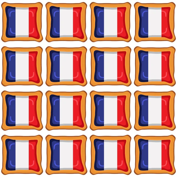 Galleta Patrón Con País Bandera Francia Sabrosa Galleta Galleta Patrón — Vector de stock