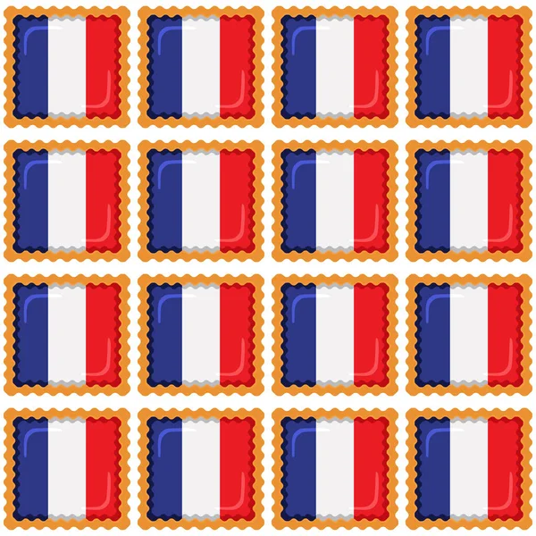 Galleta Patrón Con País Bandera Francia Sabrosa Galleta Galleta Patrón — Vector de stock