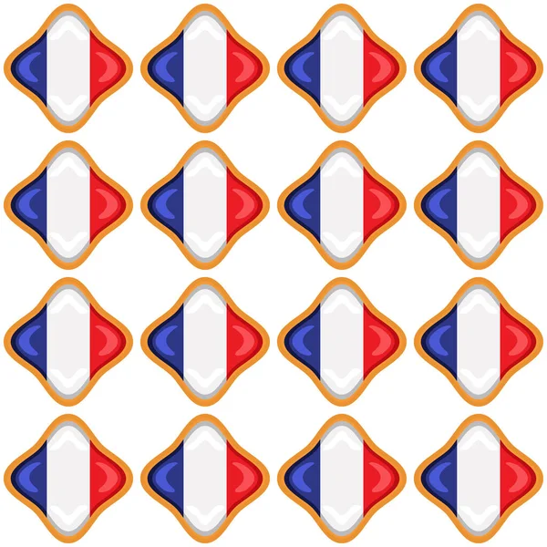 Vzor Cookie Vlajkou Země Francie Chutné Sušenky Vzor Cookie Skládají — Stockový vektor