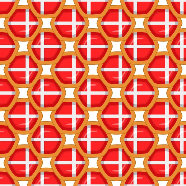 Pattern Cookie Flag Country Denmark Tasty Biscuit Pattern Cookie Consist — 图库矢量图片