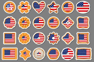 ABD bayraklı ev yapımı kurabiye lezzetli bisküvi, işaret bayrağından oluşan kurabiye ABD 'nin doğal lezzetli bisküvisi, bayrak ülkesiyle nefis bisküvi, yeni koleksiyon edilebilir tatlı yiyecekler.