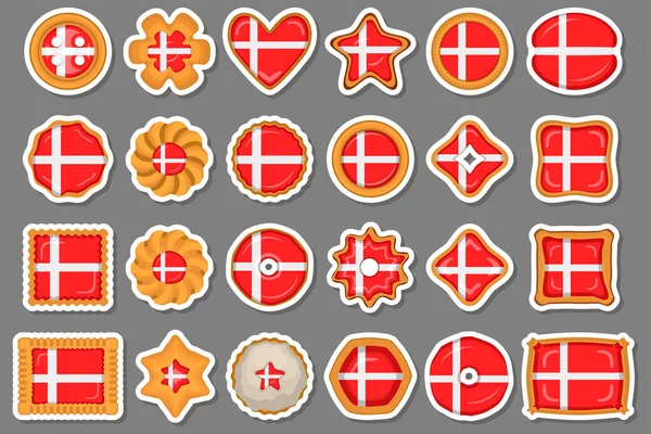 Homemade Cookie Flag Country Denmark Tasty Biscuit Cookie Consist Sign — Stok Vektör
