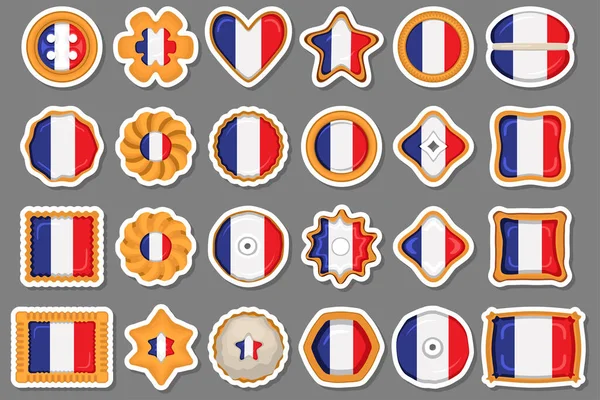 Домашнее Печенье Флагом Страны Франция Вкусном Печенье Печенье Состоят Знака — стоковый вектор